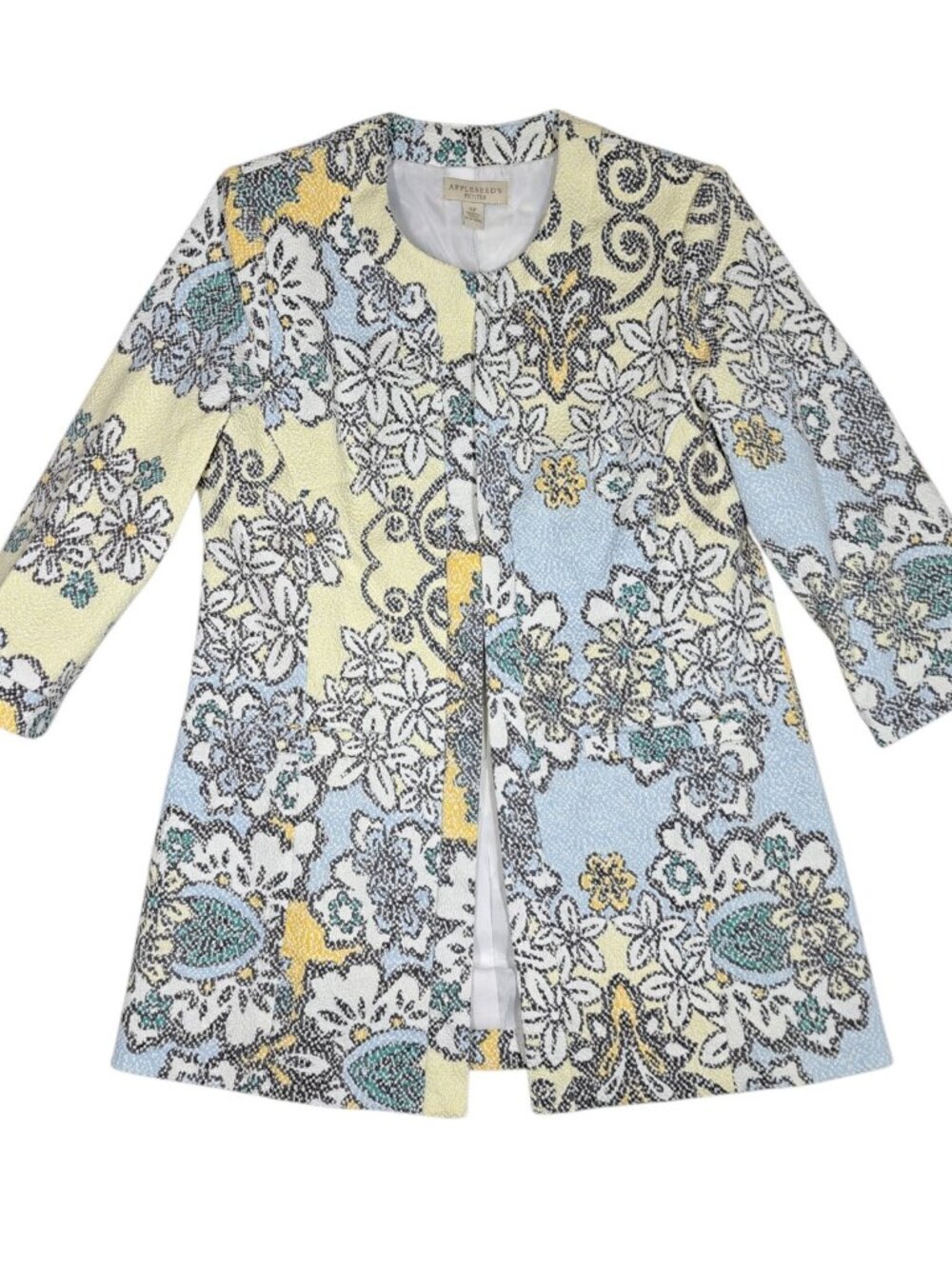 Appleseeds Floral Jacket Blazer 6P Yellow Blue Pastel Old Money Womens Long New